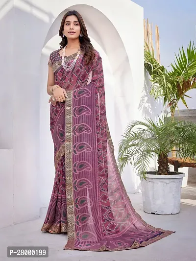 Stylish Purple Georgette Saree with Blouse piece For Women