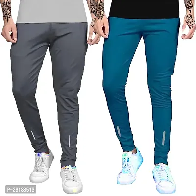 Elegant Lycra Self Pattern Track Pants For Men- Pack Of 2