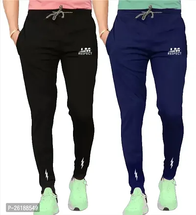 Elegant Lycra Self Pattern Track Pants For Men- Pack Of 2