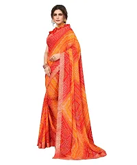 Elite Red Georgette Self Pattern Women Sarees with Blouse Piece-thumb1