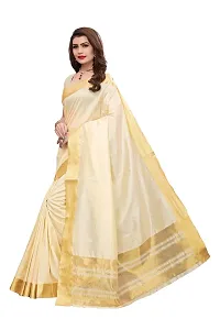 Stylish Cotton Blend Saree With Blouse Piece For Women-thumb1