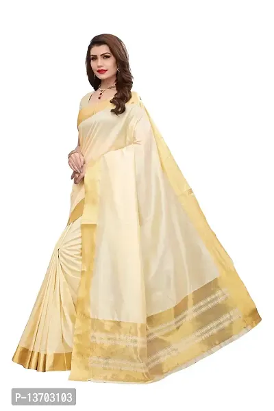Stylish Cotton Blend Saree With Blouse Piece For Women-thumb2