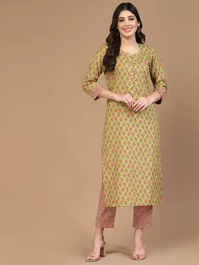 Trendy Cotton Blend Straight Kurta Pant Dupatta Set