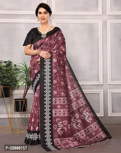 Stylish Purple Art Silk Saree with Blouse piece For Women-thumb0