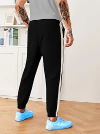 Trendy Black Synthetic Solid Regular Fit Regular Track Pants For Men-thumb1