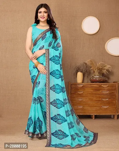 Stylish Blue Georgette Saree with Blouse piece For Women