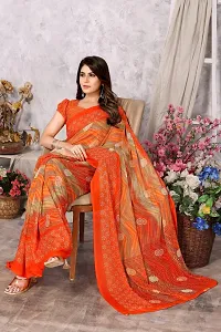 Trendy Printed Georgette Saree With Blouse Material For Women-thumb1