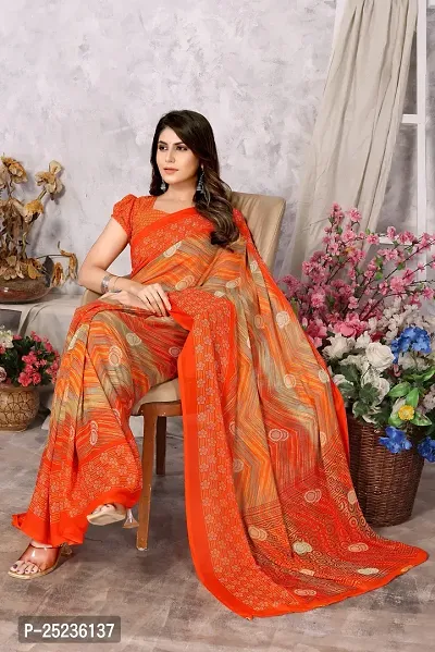 Trendy Printed Georgette Saree With Blouse Material For Women-thumb2