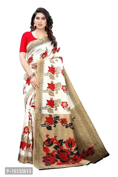 Priyashi Women's Art Silk Printed Saree with Blouse Piece(DYNA RED_Free Size) 1