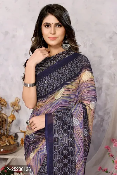 Trendy Printed Georgette Saree With Blouse Material For Women-thumb3