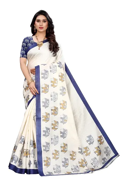 Dailywear Art Silk Printed Sarees with Blouse piece