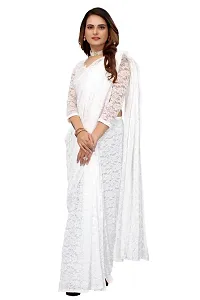 Stylish Net Saree With Blouse Piece For Women-thumb3