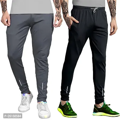 Elegant Lycra Self Pattern Track Pants For Men- Pack Of 2-thumb0