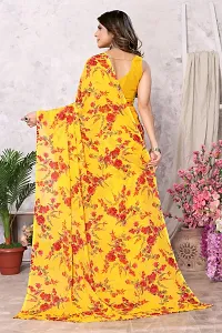 Trendy Printed Georgette Saree With Blouse Material For Women-thumb1