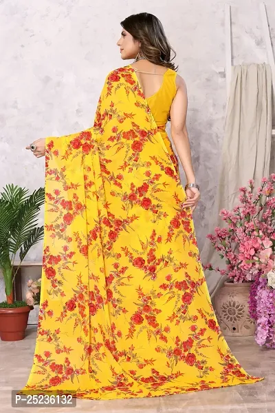 Trendy Printed Georgette Saree With Blouse Material For Women-thumb2