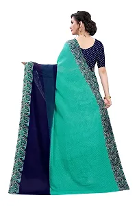 Priyashi Pure Womens Georgette Printed Saree with Blouse Piece(Trump Green_Free Size)-thumb3