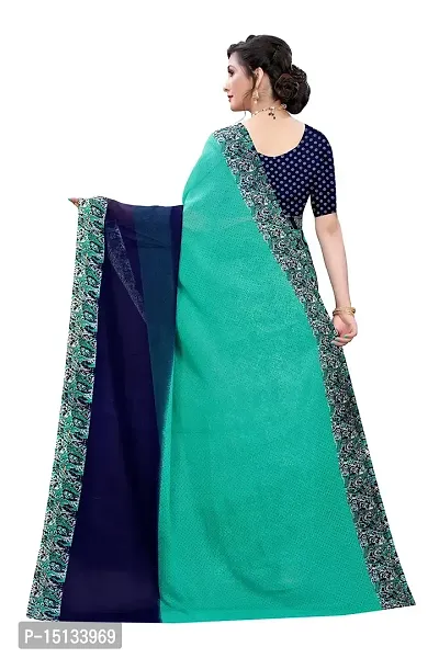 Priyashi Pure Womens Georgette Printed Saree with Blouse Piece(Trump Green_Free Size)-thumb4