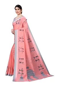 Stylish Linen Saree With Blouse Piece For Women-thumb1