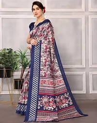 Stylish Navy Blue Art Silk Saree with Blouse piece For Women-thumb1