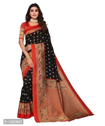 Elite Black Art Silk Self Pattern Women Sarees with Blouse Piece