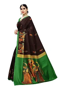 Priyashi Knit Womens Art Silk Printed Saree with Blouse Piece(RAJARANI Coffee_Free Size) Brown-thumb2