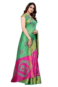 Priyashi Womens Linen Blend Printed Saree With Blouse Piece(NIYATI PINK_Free Size)-thumb2