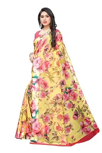 Priyashi Womens Printed Linen Saree with Blouse Piece(SONAKSHI 12 Yellow_Free Size) 1-thumb1