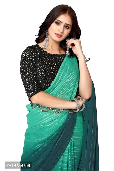 Women Stylish Georgette Self Pattern Saree with Blouse piece-thumb3