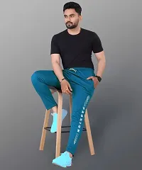 Trendy Blue Synthetic Solid Regular Fit Regular Track Pants For Men-thumb1