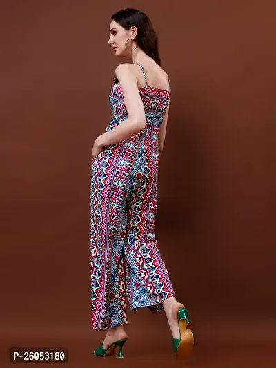 Stylish Multicoloured Crepe Printed  Jumpsuit For Women-thumb2