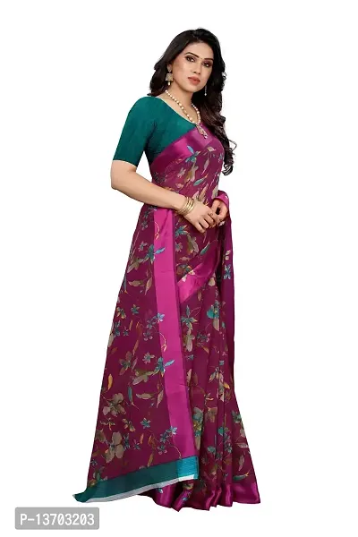 Stylish Linen Saree With Blouse Piece For Women-thumb3