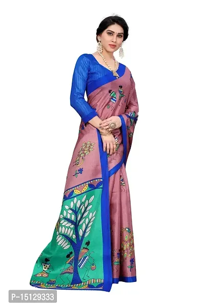 Priyashi Womens Art Silk Printed Saree With Blouse Piece (Pink_2)-thumb3