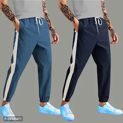 Elegant Lycra Self Pattern Track Pants For Men- Pack Of 2