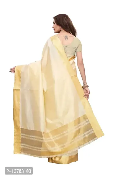 Stylish Cotton Blend Saree With Blouse Piece For Women-thumb4