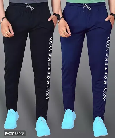 Elegant Lycra Self Pattern Track Pants For Men- Pack Of 2