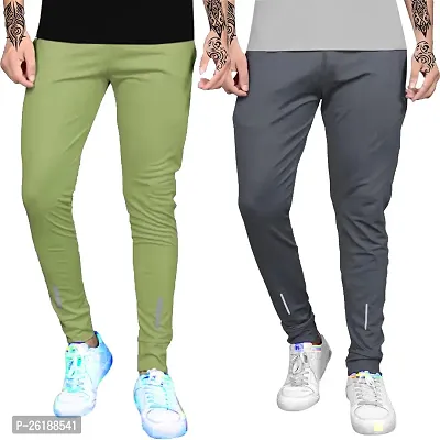 Elegant Lycra Self Pattern Track Pants For Men- Pack Of 2-thumb0