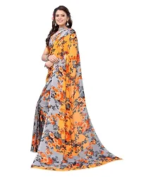 Priyashi Women's Floral Printed Georgette Saree with Unstitched Blouse Piece(HEMAXI Orange_W_Free Size)-thumb2