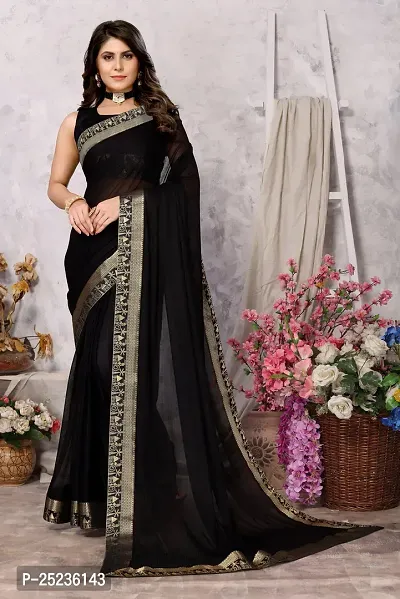 Trendy Lycra Blend Lace Saree With Blouse Material For Women-thumb0