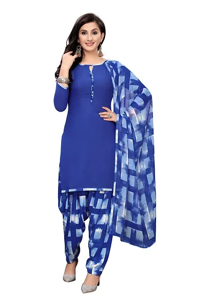 Stylish Crepe Printed Dress Material with Dupatta