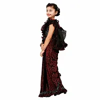 Priyashi Girl's Kids Lycra Blend Redy to Wear Saree with Sequence Blouse Pice(KIDS01 RED 10-11 (XL))-thumb2