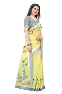 Stylish Linen Saree With Blouse Piece For Women-thumb2