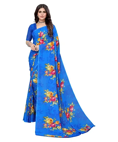 Dailywear Georgette Printed Sarees With Blouse Piece