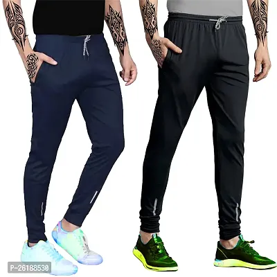 Elegant Lycra Self Pattern Track Pants For Men- Pack Of 2-thumb0