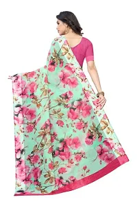 Women Stylish Linen Self Pattern Saree with Blouse piece-thumb1