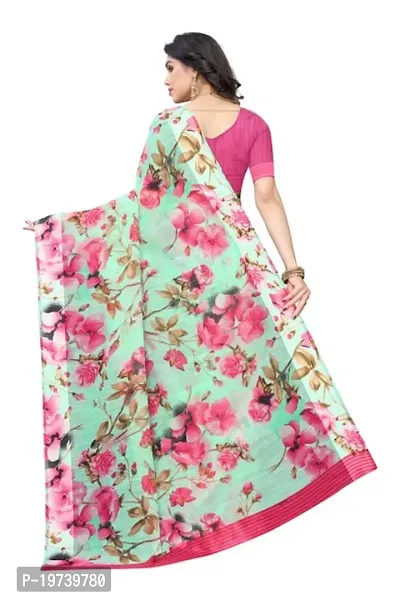 Women Stylish Linen Self Pattern Saree with Blouse piece-thumb2