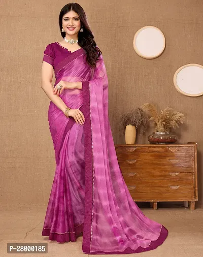 Stylish Purple Lycra Saree with Blouse piece For Women