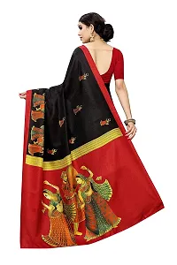 Priyashi Knit Womens Art Silk Printed Saree with Blouse Piece(RAJARANI Black_Free Size)-thumb1