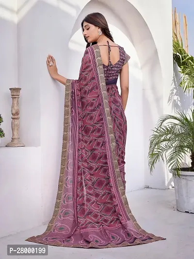 Stylish Purple Georgette Saree with Blouse piece For Women-thumb3