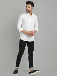 Stylish White Cotton Solid Kurtas For Men-thumb4