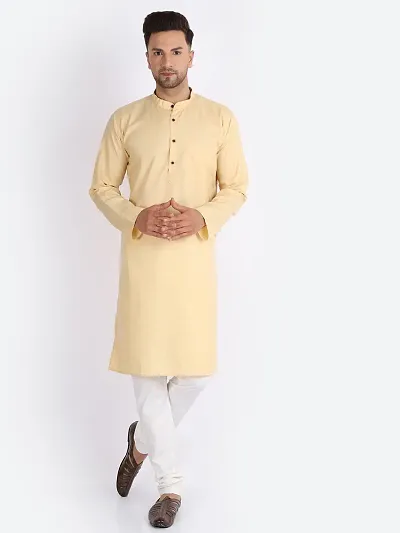 ARMAAN ETHNIC Men Cotton Blend Khadi Straight Kurta Pajama Set.